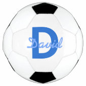 Blauwe naam en monogram voetbal (Voorkant)