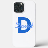 Blauwe naam- en monogramsticker keramische kerstba Case-Mate iPhone case (Achterkant)