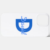 Blauwe naam- en monogramsticker keramische kerstba Case-Mate iPhone case (Achterkant (horizontaal))