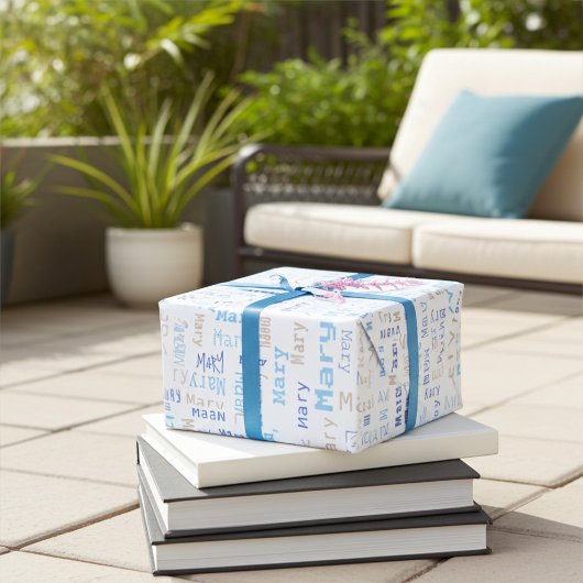  Blauwe Naam Gift Wrapping Paper Cadeaupapier