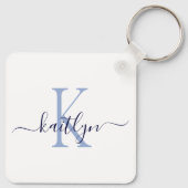 Blauwe naam Initiaal monogram Sleutelhanger (Achterkant)