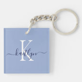 Blauwe naam initiaal monogram sleutelhanger (Achterkant)