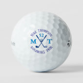 Blauwe naam, initialen en leeftijd - Logo Golfballen (Voorkant)