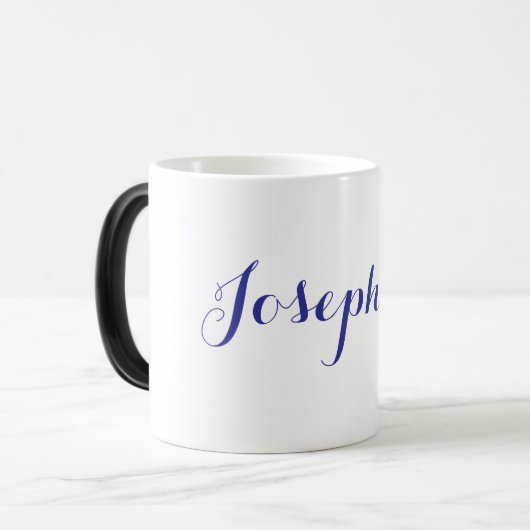 Blauwe naam Josephine Vormveranderende mok (Voorkant links)
