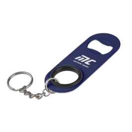 Blauwe naam met monogram eenvoudige typografie voo mini flessenopener