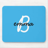 Blauwe naam | Modern Trendy Stylish Initiaal Monog Muismat (Voorkant)