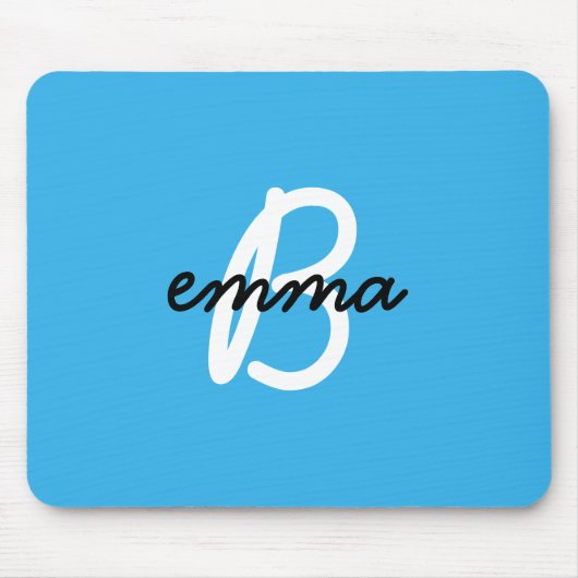 Blauwe naam | Modern Trendy Stylish Initiaal Monog Muismat (Voorkant)