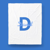 Blauwe naam & monogram fleece deken
