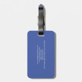 Blauwe Naam Monogram Initialen Eenvoudig Duidelijk Bagagelabel (Achterkant verticaal)