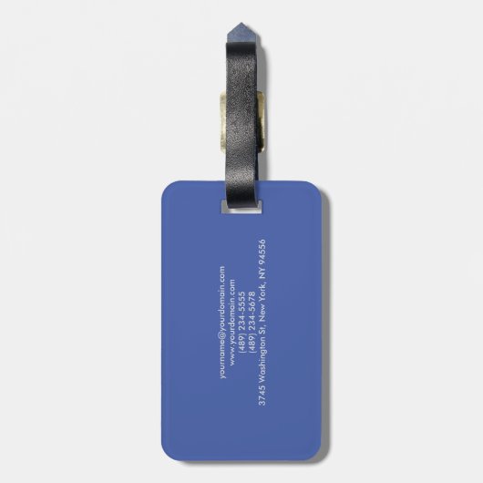 Blauwe Naam Monogram Initialen Eenvoudig Duidelijk Bagagelabel (Achterkant verticaal)