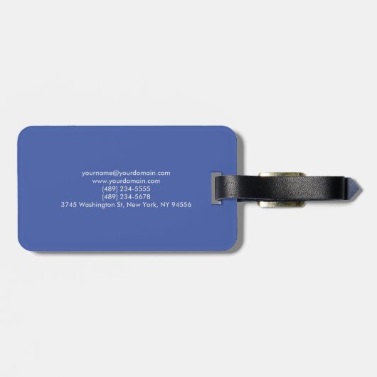 Blauwe Naam Monogram Initialen Eenvoudig Duidelijk Bagagelabel (Achterkant horizontaal)