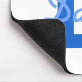 Blauwe naam & monogram muismat (Hoek)