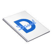 Blauwe naam & monogram notitieboek (Rechterzijde)