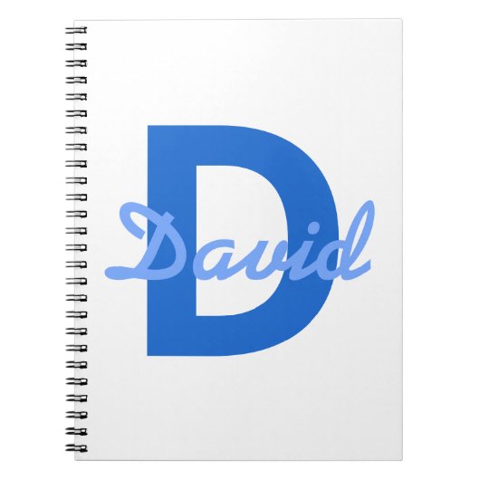 Blauwe naam & monogram notitieboek (Voorkant)