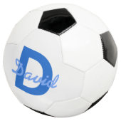 Blauwe naam & monogram voetbal (Drie kwart)