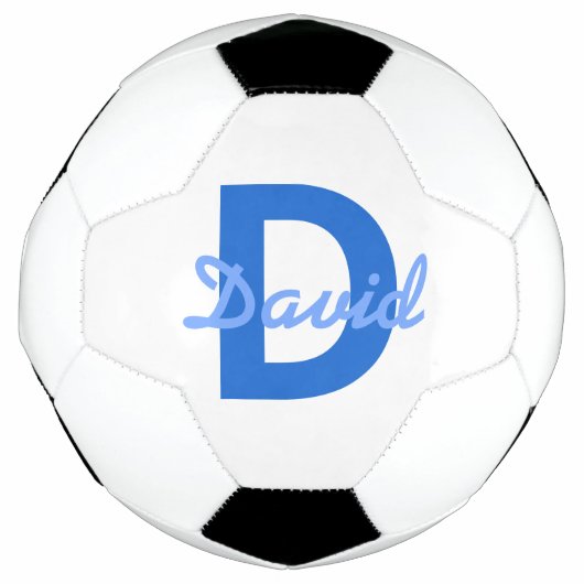 Blauwe naam & monogram voetbal (Voorkant)