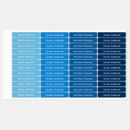 Blauwe naamlabels voor jongens waterdicht  labels