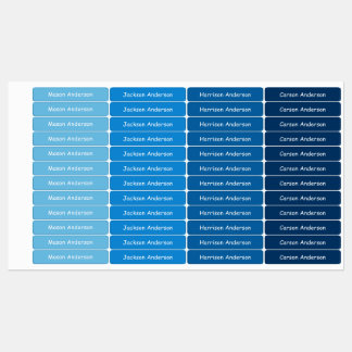 Blauwe naamlabels voor jongens waterdicht  labels