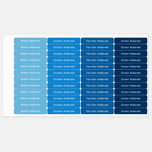 Blauwe naamlabels voor jongens waterdicht  labels (Vel)