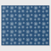 Blauwe Nacht en Witte Sneeuwvlokken Cadeaupapier (Vlak)