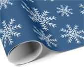 Blauwe Nacht en Witte Sneeuwvlokken Cadeaupapier (Rol Hoek)