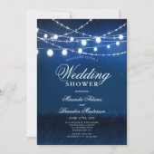 Blauwe Nacht en Zilveren Lichten Huwelijksdouche Kaart (Voorkant)