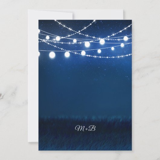 Blauwe Nacht en Zilveren Lichten Huwelijksdouche Kaart (Achterkant)