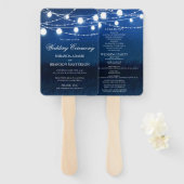 Blauwe Nacht en Zilveren Lichten Huwelijksprogramm Handwaaier (Voorkant en achterkant)