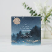 Blauwe Nacht Gouden Landschapsplein Open Huis Kaart (Staand voorkant)