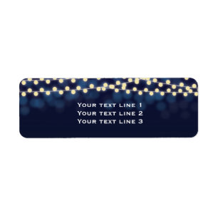 Blauwe Nacht Hemel Slingerlichten Chic Trouwetiket Etiket