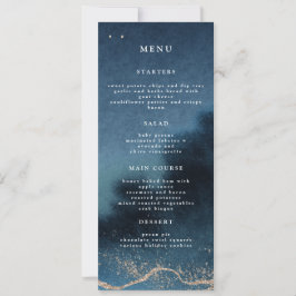 Blauwe Nacht Landschap Bruiloft Diner Menu Kaart