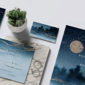 Blauwe Nacht Landschap Bruiloft Website Kaart