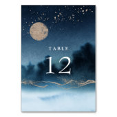 Blauwe Nacht Landschap Trouwtafel Nummer Kaart (Voorkant)