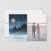 Blauwe Nacht Landschap Twee Foto Opslaan De Datum Kaart (Voorkant)