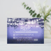 blauwe nacht & lantaarns rustieke bruiloft RSVP (Staand voorkant)