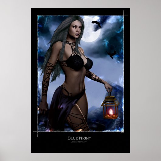 Blauwe nacht poster (Voorkant)