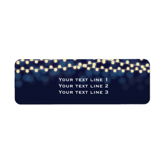 Blauwe nacht Sky String Lights Chique Bruiloft Lab Etiket (Voorkant)