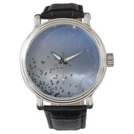Blauwe nacht sterrenhemel horloge