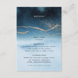 Blauwe Nacht Waterverf Landschap Bruiloft Details Informatiekaartje
