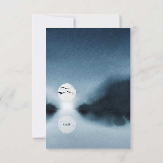 Blauwe nacht Waterverf Landschap Save the Date Kaart (Achterkant)