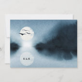 Blauwe Nacht Waterverf Landschapsbruiloft Kaart (Achterkant)