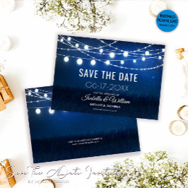 Blauwe Nacht & Zilveren Lichtslingers Rustieke Bru Save The Date