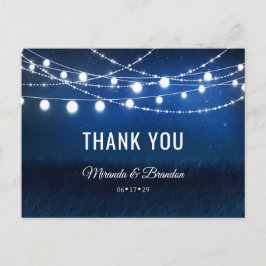 Blauwe Nacht & Zilveren Strijklichten Dank u Aankondigingskaart