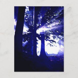 Blauwe nachtbomen briefkaart