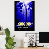 Blauwe Nachtboom Succes Quote Inspirerend Poster (Thuiskantoor)