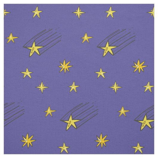Blauwe nachthemel met vallende ster stof per yard (Swatch)