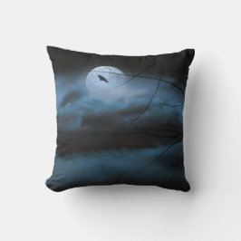 Blauwe nachtrij en een Sierkussen met volle maan