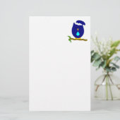 Blauwe Nachtuilontwerp Briefpapier (Staand voorkant)
