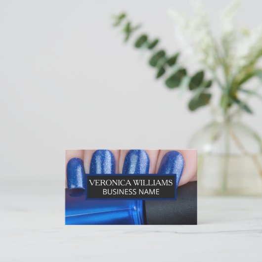Blauwe nagels en Pools Visitekaartje (Staand voorkant)