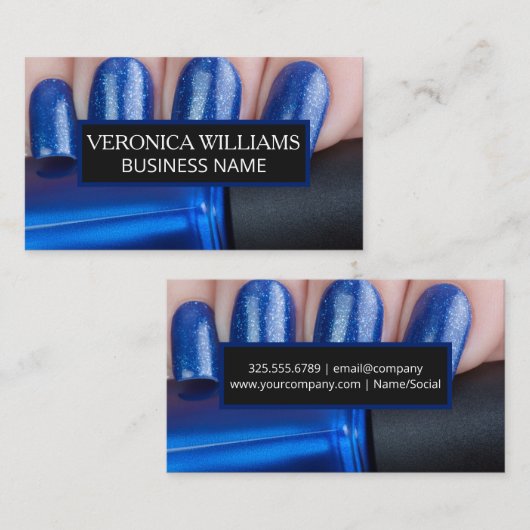 Blauwe nagels en Pools Visitekaartje (Voorkant / Achterkant)